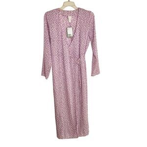 H&M Robe Womens Small Purple and White Floral Wrap New